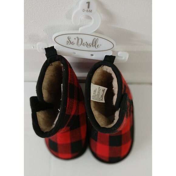 Black and Red Anti Slip Plaid Boots Inner Wool Lining Size 0-6 Months NWOT - Picture 5 of 6